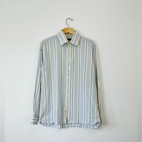 Burberry Other - Burberry Cream and Blue Striped Y2K 00’s Tailored Classic Dress Shirt UK M